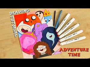 How to draw Adventure Time characters / Finn / Marceline / Princess Bubblegum / Jake / Ice King