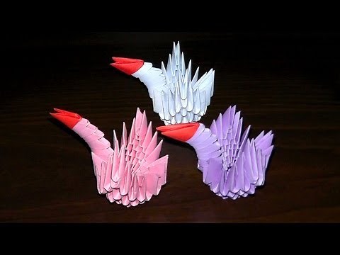 How to make a paper baby swan. 3D origami for beginner (tutorial, instructions)