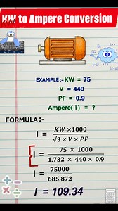 Learn how to convert kilowatts to amps with this simple formula and example. Perfect for electrical calculations! . . . #ElectricalEngineering #KWtoAmp #Engineering #ElectricalFormula #STEM #Science #Math #Education #Electronics #PowerConversion #allengineeringhub | All Engineering Hub