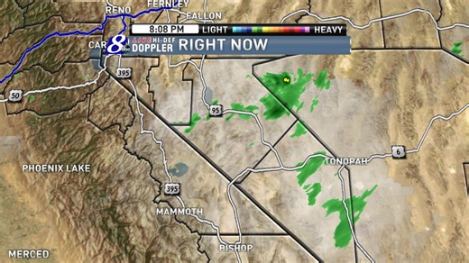 A few T-storms popped down in Mono, Mineral, and Inyo Counties this afternoon. Expect more development on Tuesday, possibly as far north as Reno-Sparks. Activity will shift east through the late afternoon and evening hours. | KOLO Chief Meteorologist Jeff Thompson