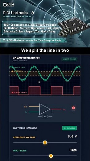 Op-Amp Comparator & Hysteresis Explained (Visual Simulation)