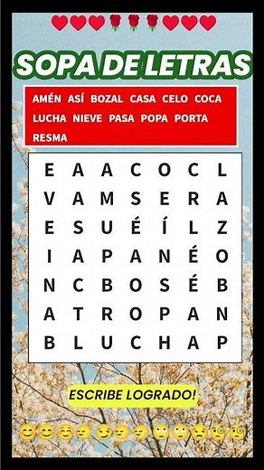Sopa de Letras Juego Mental Completo😎#sopadeletras ##retodeletras 🧐♥️‼️🧡‼️