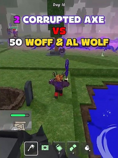 2 Corrupted Axe vs 50 Wolf & Alpha Wolf #roblox #99nightintheforest