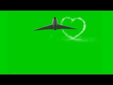 Green screen airplane flying that MUST WATCH by everyone. Green screen heart shaped cloud.