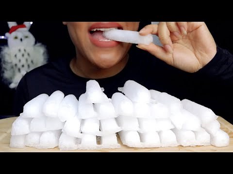 ASMR POWDERY ICE STICKS WITH CRUSHED HALFMOON ICE/ICE EATING