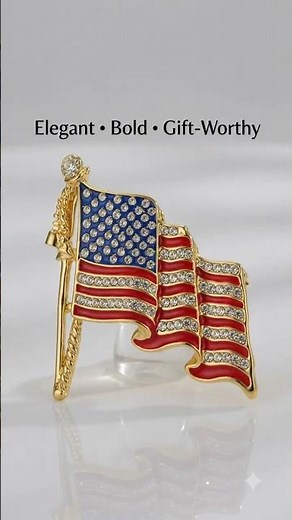 Gold Rhinestone USA Flag Pin | Luxury Patriotic Lapel Brooch for Suits & Gifts