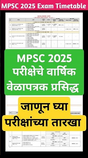 mpsc exam 2025 | MPSC Time Table 2025 | Rajyaseva & Combine Exam Date 2025 | mpsc exam update 2025