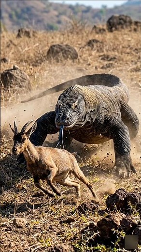 Giant Komodo Dragon's Explosive Chase! Epic Hunt in 4K #shorts #wildlife #animals
