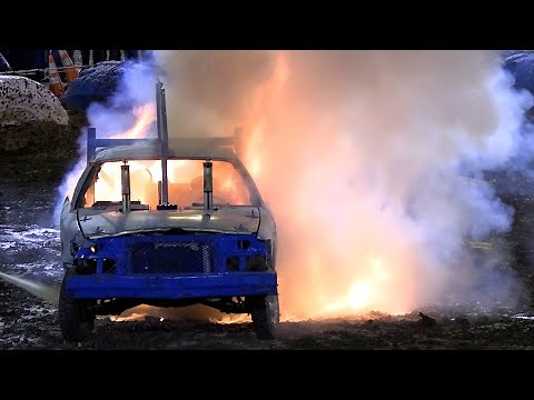 Demolition Derby Car Gas Tank Catches Fire