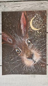 Work in progress of Hare And The Moon VI, #jurgaryan #jurgaryanart #illustration #artonfb #artoftheday #watercolours #hare #moon | Jurga Ryan Studio