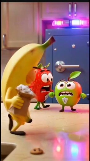 Banana Bank Heist! 🍌💰 Strawberry & Apple Police Chase the Sugar Thief | Funny 3D Animation