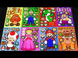 SUPER Mario Galaxy Movie! DIY Make a Face Stickers with Mario, Yoshi, Peach, Toad, Bowser | ASMR