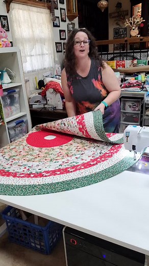 Progress Update: 160 Strip Jelly Roll Rug Tree Skirt