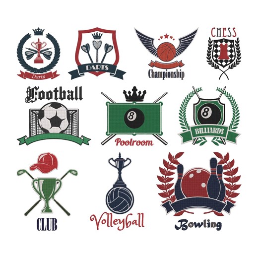 Sports Championship Embroidery Design, Game Club Logo Machine Embroidery File, 10 Design, 9 Size, Instant Download - Etsy