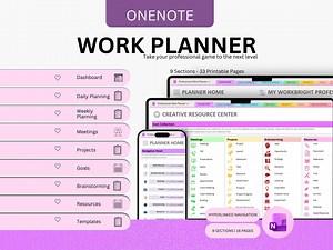 OneNote Work Planner 2026 - Digital Project Management Template - Professional Work Task Tracker & Meeting Notes