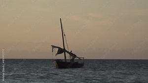 Tanzania. Fishing boats in the Indian Ocean.
