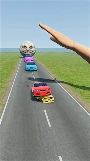 Big & Small Cars vs Giant Hand Slap |BeamNG.drive #shorts