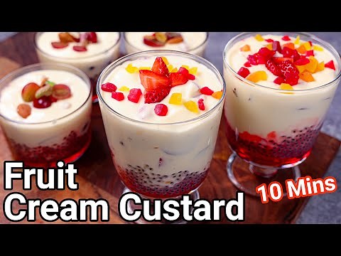 10 Minutes Fruit Cream Mousse Recipe - Lite & Easy | Fruit Custard Mousse No Gelatin & Agar Agar
