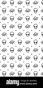 Cartoon Doodle Alien and UFO Pattern, Hand Drawn Space Icons with Glitch Animation on White Background, Motion Graphics Seamless Loop, 9:16 Vertical Video Stock Video Footage - Alamy