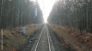 Captivating Train Ride: Point of View Footage of Railroad Track in 4K