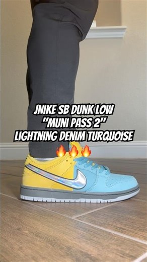 Nike SB Dunk Low "Muni Pass 2" Lightning Denim Turquoise on feet 🔥