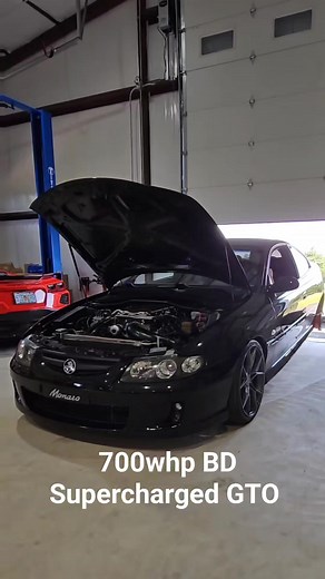 We got the chance to play with our new @dynocom dyno and it was a fun one! First one to go was our '06 GTO shop car. Full Monaro converted making a measly 695/738 😳. She's definitely a ripper! Basic rundown: SBE LS2 -Boostdistrict GTO 2300lowpro Supercharger kit -2.75 Upper, Stock lower @ 11psi boost -1000cc injectors, upgraded heat exchanger -Ported 243 heads -NA cam from it's old build -DW300 fuel pump with a BAP What do you want to see next on our dyno? WE HAVE SUPERCHARGERS IN STOCK, ORDER 