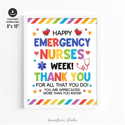 Emergency Nurses Week Sign – Printable ER Nurse Appreciation Poster Wall Art, Instant Download PDF JPG - Etsy