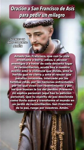 Oración a San Francisco de Asís para pedir un milagro