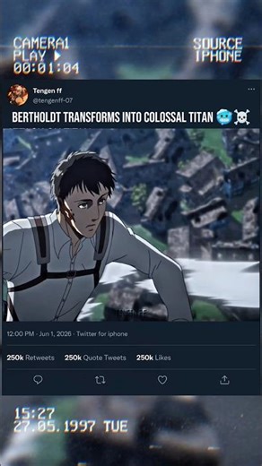 Bertholdt transforms into colossal titan 🥶☠️