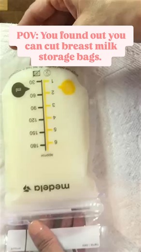 Here's a milk management tip most people don't know about: Cutting a breast milk storage bags in half. Here's when this comes in handy: Let's say you stored your milk in larger bags, but your baby only needs a portion of it for a daycare bottle. Instead of defrosting the whole bag and wasting milk, you can cut the bag with one clean pass of a sharp knife (not serrated) and use just what you need. A few things to keep in mind: 🔪 Use a sharp knife and make one clean cut (this prevents any plastic