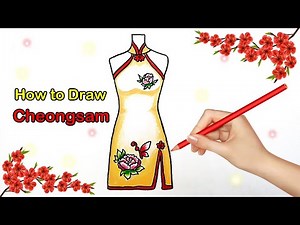 How to Draw Cheongsam dress.Chinese New Year. #旗袍套装