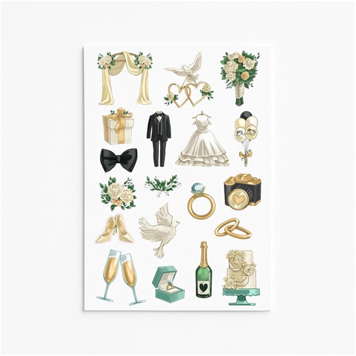 Wedding Planner Stickers: Bride, Groom, Cake, Rings - Etsy