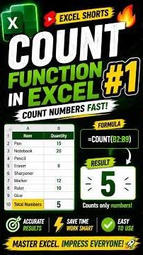 🔥 COUNT Function in Excel #1 | Count Numbers Fast! #Shorts