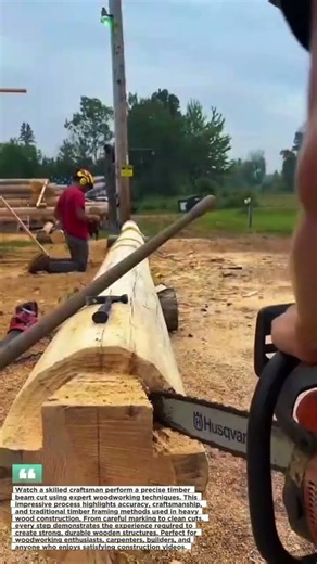Massive Timber Beam Precision Cut #Woodworking #TimberFrame #Construction