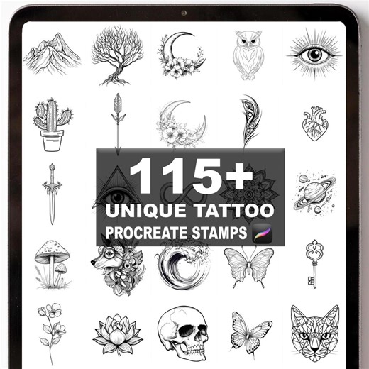 115  Procreate Unique Tattoo Brushes | Procreate Stamps | Instant Digital Download - Etsy UK