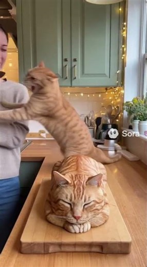 🍰Cat Cake Cut = Instant Kitchen Chaos 🐱