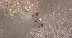 Young people dancing in a group, traditional dance in Colombia, Aerial shot with drone. Stock Video