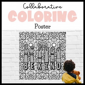 Be Kind Collaborative Poster - SEL Coloring Team Building Activities - ASL