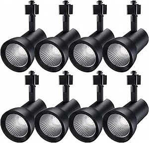 LEONLITE 18W LED Track Lighting Heads, Dimmable Auti-Glare Ceiling Spotlight, Compatible with Single Circuit H Track Light Rail, CRI90, ETL & ES Listed, 1400lm, 3000K Warm White, Black, Pack of 8