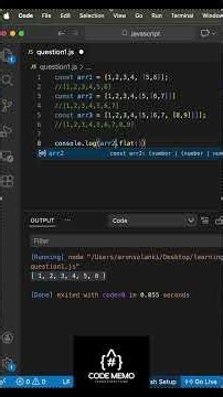 most ask javascript interview question actual use of array.flat method #javascript #code_memo #react