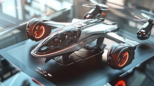 Showcase of Futuristic Flying Car Concept Stock Video - Video of cutting, tech: 384576587