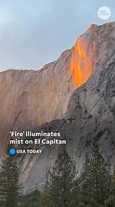 5.8K views · 42 reactions | El Capitan is not actually on fire, but it sure looks like it! Hundreds of admirers reveled in the "Firefall" phenomenon at the rock formation in Yosemite National Park. | Milwaukee Journal Sentinel | Facebook