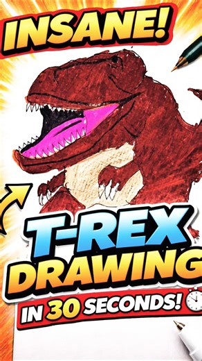 INSANE T-Rex Drawing in 30 Seconds! 🦖🔥 #Shorts