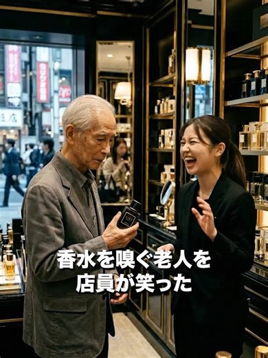 感想コメント待ってます♪ 香水を嗅ぐ老人を、店員は笑った。 でもその香りは、ただの香水じゃなかった。 亡き妻が好きだった香り。 もう姿はなくても、せめて近くにいる気がしたくて。 失礼な一言が、あとでどれだけ重く返ってくるのか。 静かだけど胸に刺さるショートドラマです。 #AI動画 #ショートドラマ#感動する話
