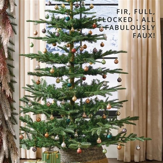 🎄✨ Lit or unlit, full or flocked, large or small, our selection of Christmas trees all serve as a beautiful foundation for your decorations this holiday season. // Shop trees --> https://bit.ly/46NoNjn | Grandin Road