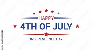 Happy 4th of July Independence day Animation on white background. Great for ceremonies, greetings, celebrations, banners and Flyer. 4K animated footage. USA Independence Day