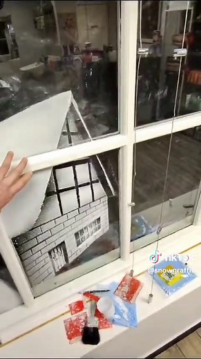 DIY Snow Spray Art Tutorial for Christmas Window Decorations