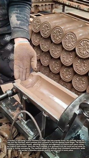 Worker Shaping Clay Using a Mold Machine for Consistent and Precise Forms