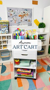 💬Type “ART CART” & I will send you everything shown including the best art supplies and storage solutions! #kidsstorage #kidsorganization #amazonkids #playroomorganization #toystorage Kids art supplies, kids art, kids art cart, organization home | Playroom Inspo