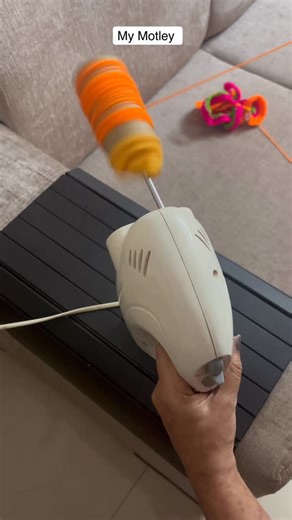My Motley Potli on Instagram: "🧶 Winding the yarn by hand can be tiresome .. this was a fun hack to try.. I had to wind a piece of cloth to fit the tissue paper roll properly onto the hand blender but it worked so well.. let me know if you like to try out the hacks/Jugaad. #crochet #yarn #handmade #viral #knitting [Crochet, knitting, yarn, handmade, Winder, Jugaad, hack, viral, trending, hand blender, small business, Art, hobby, Instagram, accessory]"